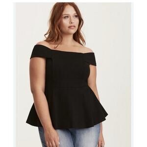 Torrid Off Shoulder Peplum Top Dark GRAY Size PLUS 4X new With Tags